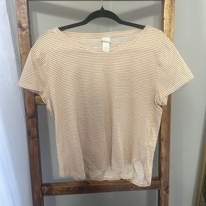 H&M Basic Short Sleeve Tee - Yellow Striped - Large